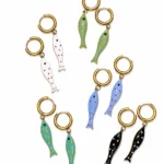 Blue Stripes & Stone Earrings